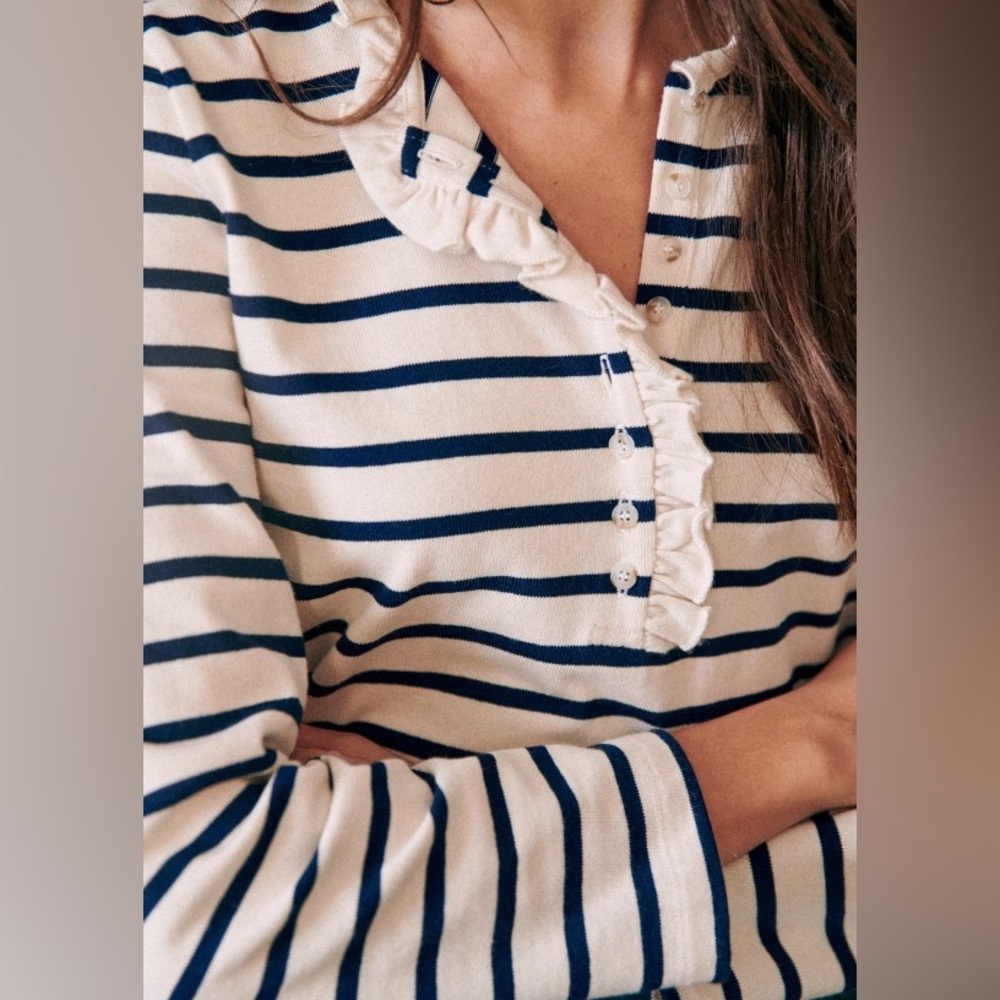 Sezane Navy and White GAËL MARINIÈRE striped blouse